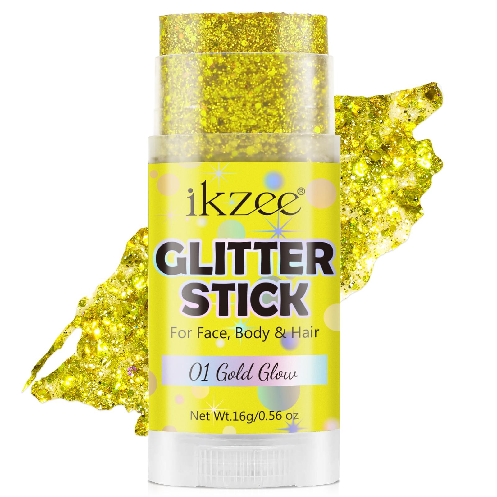 Ikzee Glitter Stick, Body Glitter Gel for Face and Hair, Shimmering Mermaid Glitter with Chameleon Effect and Large Particles, Glowing Body Glitter Cosmetic, Festival Party Makeup Accessory Ikzee Glitter Stick, Body Glitter Gel for Face and Hair, Shimmering Mermaid Glitter with Chameleon Effect and Large Particles, Glowing Body Glitter Cosmetic, Festival Party Makeup Accessory