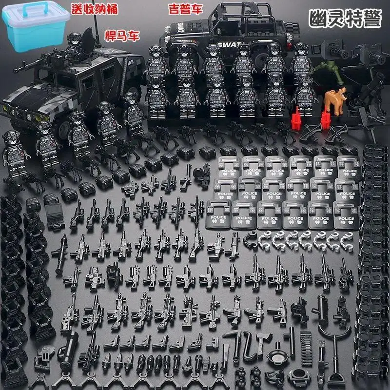 2026 New hot item   Special forces military figures ghost swat soldiers assembling building blocks explosion-proof police building blocks ghost swat