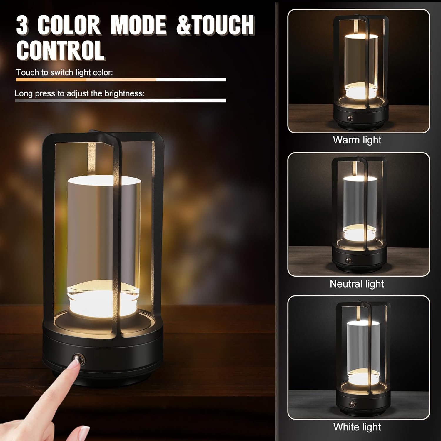 Portable Table Lamp Outdoor Indoor, Small Lantern Light, Decorative ...