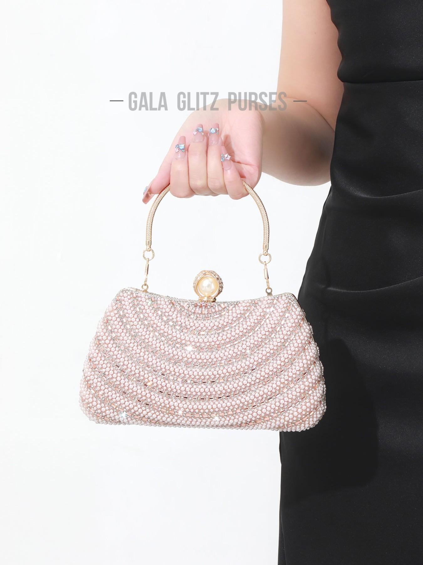 Elegant Pearl Rhinestone Handbag, Evening Party Wedding Bag, Sparkling Chain Design, Luxury Women's Clutch, Perfect for Special Occasions