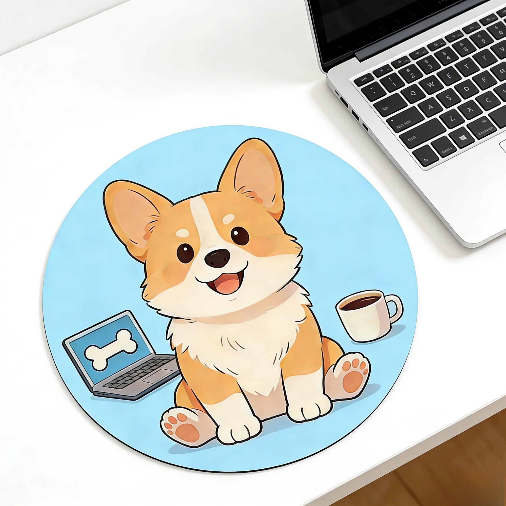 Fashionable Cartoon Round Mouse Pad, Anti-Slip Rubber Base, Gaming & Office Use, 7.87 Inch, Ideal Gift for Girls & Women