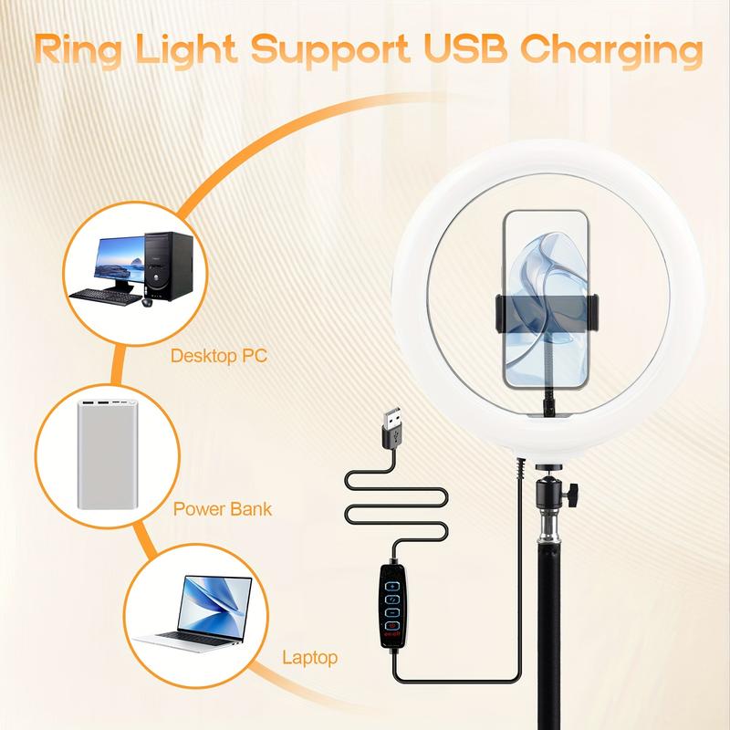 10"Ring Light with Stand,Video Light Tripod for Phone ,with 43.3"Tripod/1 Phone Clips/1 USB Ports,2600K-6500K Color Temperature,for Barber Makeup Tattoo TikTok Video Recording Vlog#Christmas lights
