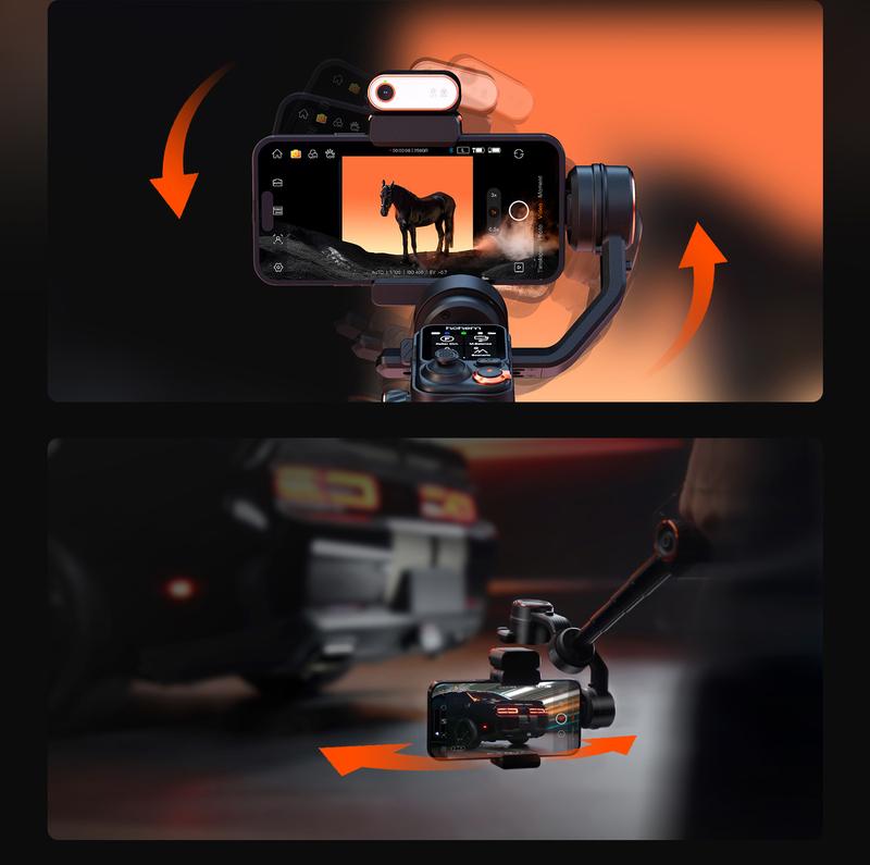Hohem iSteady M7 AI Tracking Smartphone Gimbal Stabilizer 3-Axis with Magnetic Fill Light/AI Tracking Sensor for iPhone Android with 1/4-inch Color Tochscreen Display,Detachable Remote Controller, Max Payload 500g 2023 Upgraded
