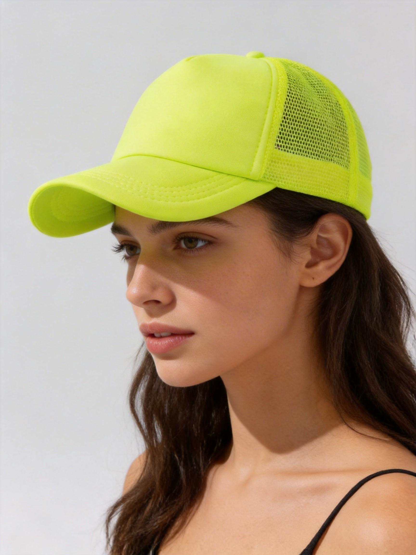 1PC Women's Solid Color Mesh Baseball Cap, Lightweight Casual Hat with Adjustable Strap, Loose-Fitting for All Seasons Daily Wear