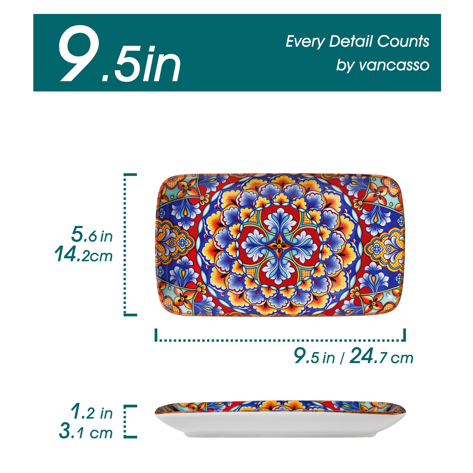 vancasso Simi Serving Platters & Plates Set – 3 Piece Rectangular Trays or 6 Piece Dinner Plates, Bohemian Ceramic Dish Set for Entertaining, Microwave & Dishwasher Safe Porcelain Dinnerware vancasso Simi Serving Platters & Plates Set – 3 Piece Rectangular Trays or 6 Piece Dinner Plates, Bohemian Ceramic Dish Set for Entertaining, Microwave & Dishwasher Safe Porcelain Dinnerware