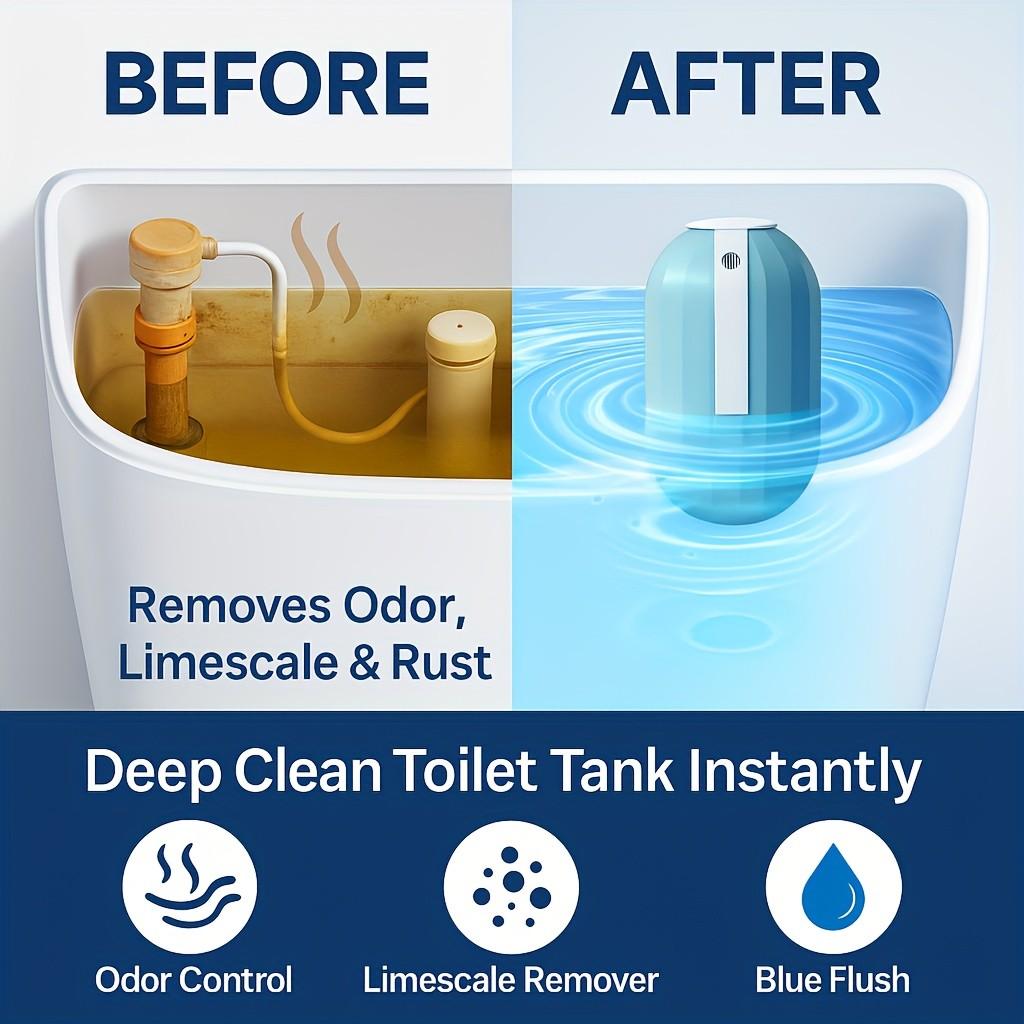 Blue Fresh Water Scented Household Toilet Odor Eliminator Cleaner, No Wiping Required, Liquid Form, Effective Smell Remover for Toilets