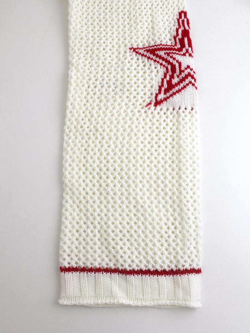 Women's V Neck Knit Pullover Sweater Long Sleeve Colorblock Hollow Out Star Number Design Fashion Casual Elegant Spring Summer Fall Wear