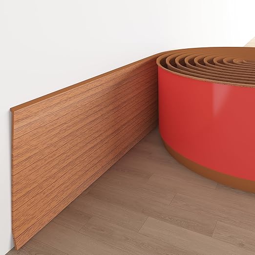 8cmx2meters PVC self-adhesive baseboard, Door Edges and Baseboard Decorative Strip, Self-adhesive with Wider Edges, Peel-and-stick Floor Trim with Removable Backing