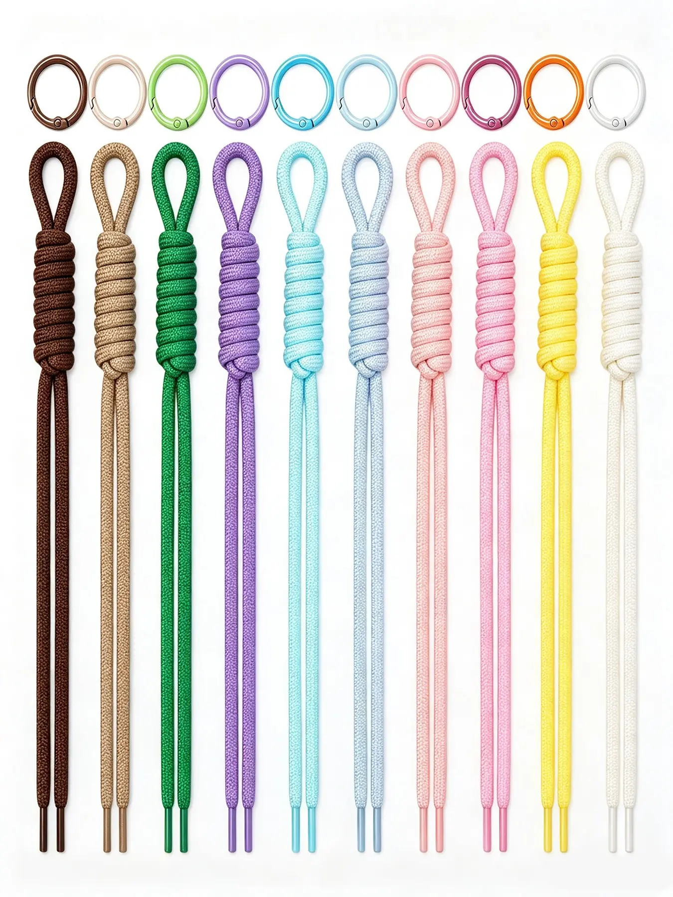 10PCS Colorful Paracord Rope with 10PCS Spring Clasps, DIY Accessory Set for Phone Bag Keychain, Bag Charms