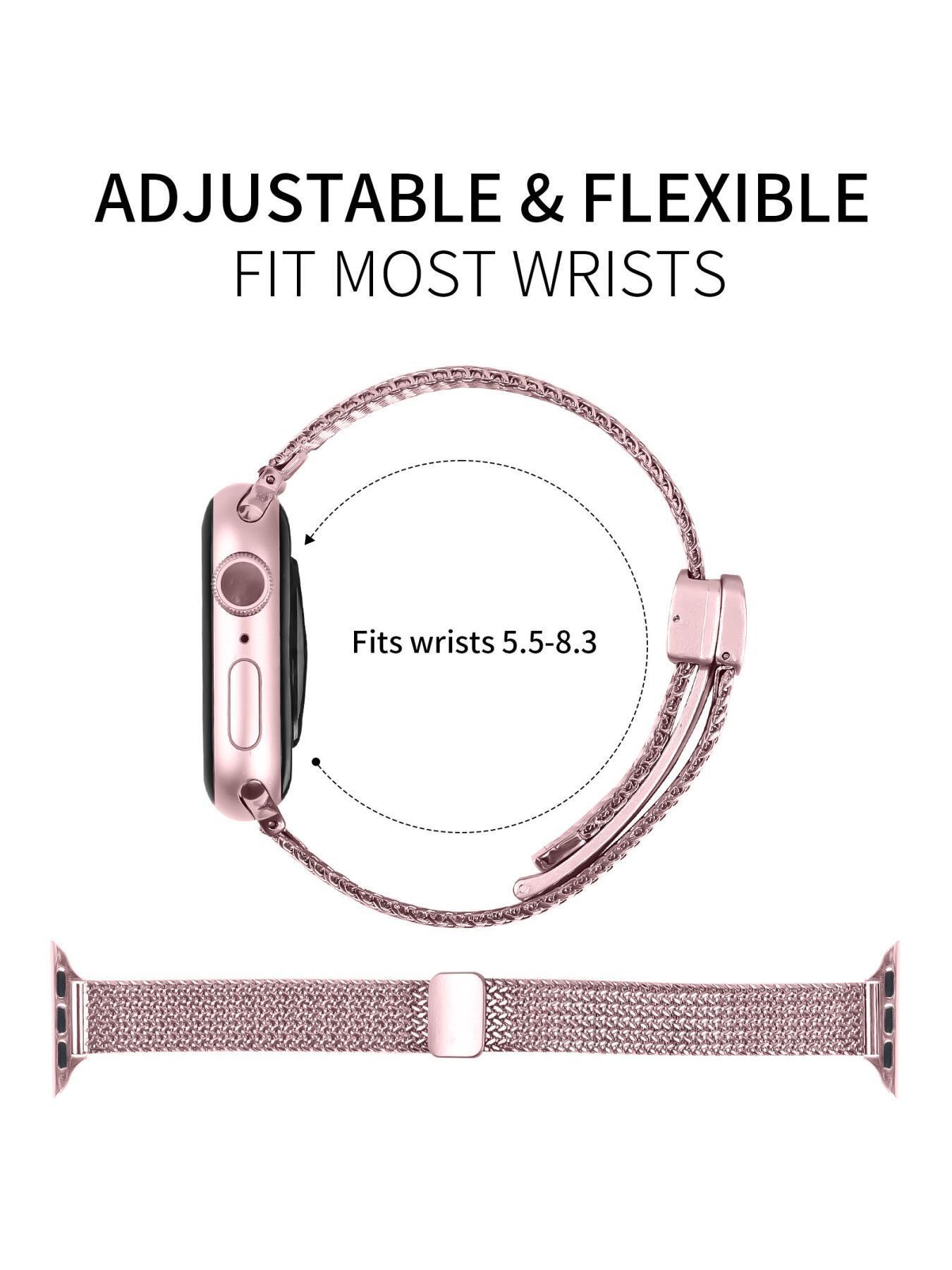 New strap compatible with Apple 1st to 11th generations, herringbone pattern magnetic folding clasp strap for Apple Watch Ultra