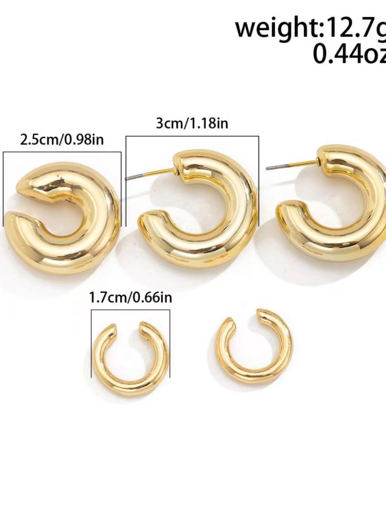 C-shaped Hoop Earrings, Fashionable Earrings for Women & Girls, Casual Jewelry for Party, Daily Clothing Decor, Trendy All-match & Exquisite Jewelry for Birthday Gift