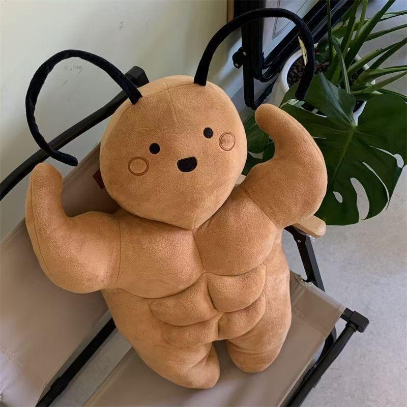 Cute Muscle Cockroach Plush Toy Pillow, Creative Stuffed Doll, Funny Ugly Cute Plaything for Boys and Girls, Kids' Fun Accessory