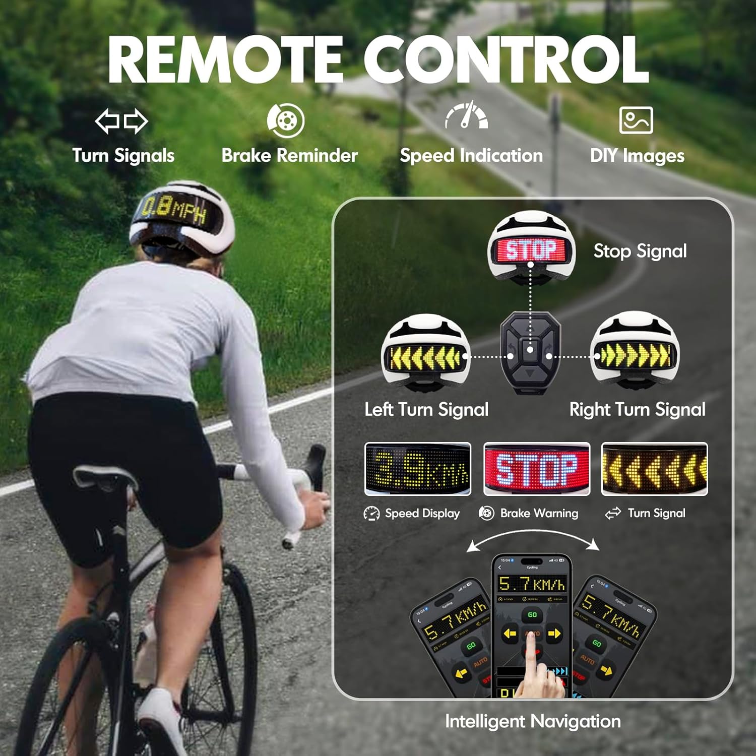 SLSHINING Bike Helmet-Remotely controlled LED Smart Cycling Helmet-All Season Ventilated & Thermal Protection-CPSC Certified Protection