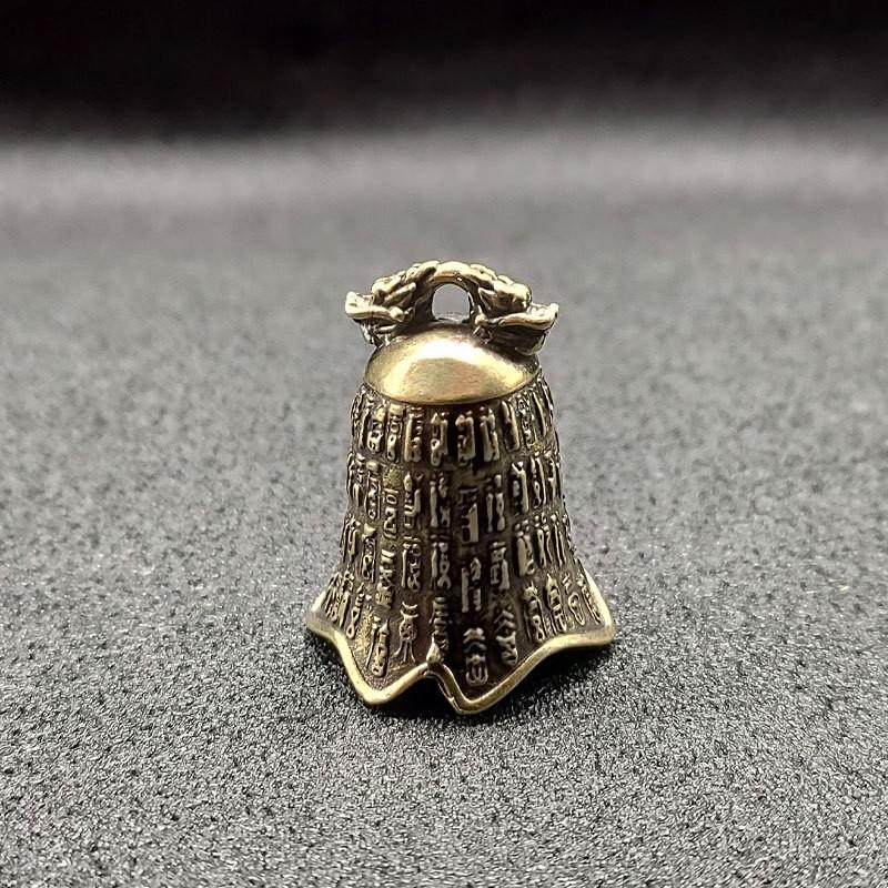 Vintage Brass Wind Chime Ornament, Mini Desktop Bell Decor, Traditional Chinese Metal Bell, Retro Classical Copper Bell, Tabletop Decoration