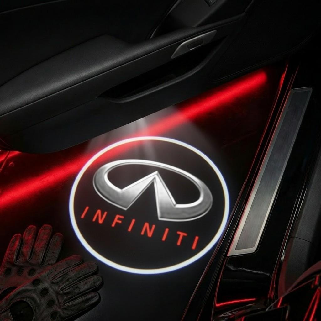 2 Pcs Infiniti Carbon Fiber Welcome Lights Set, Car Door Projection Lamp, Laser Light, Custom Decorative Floor Lamp, Car Ambient Light (batteries Not Included)