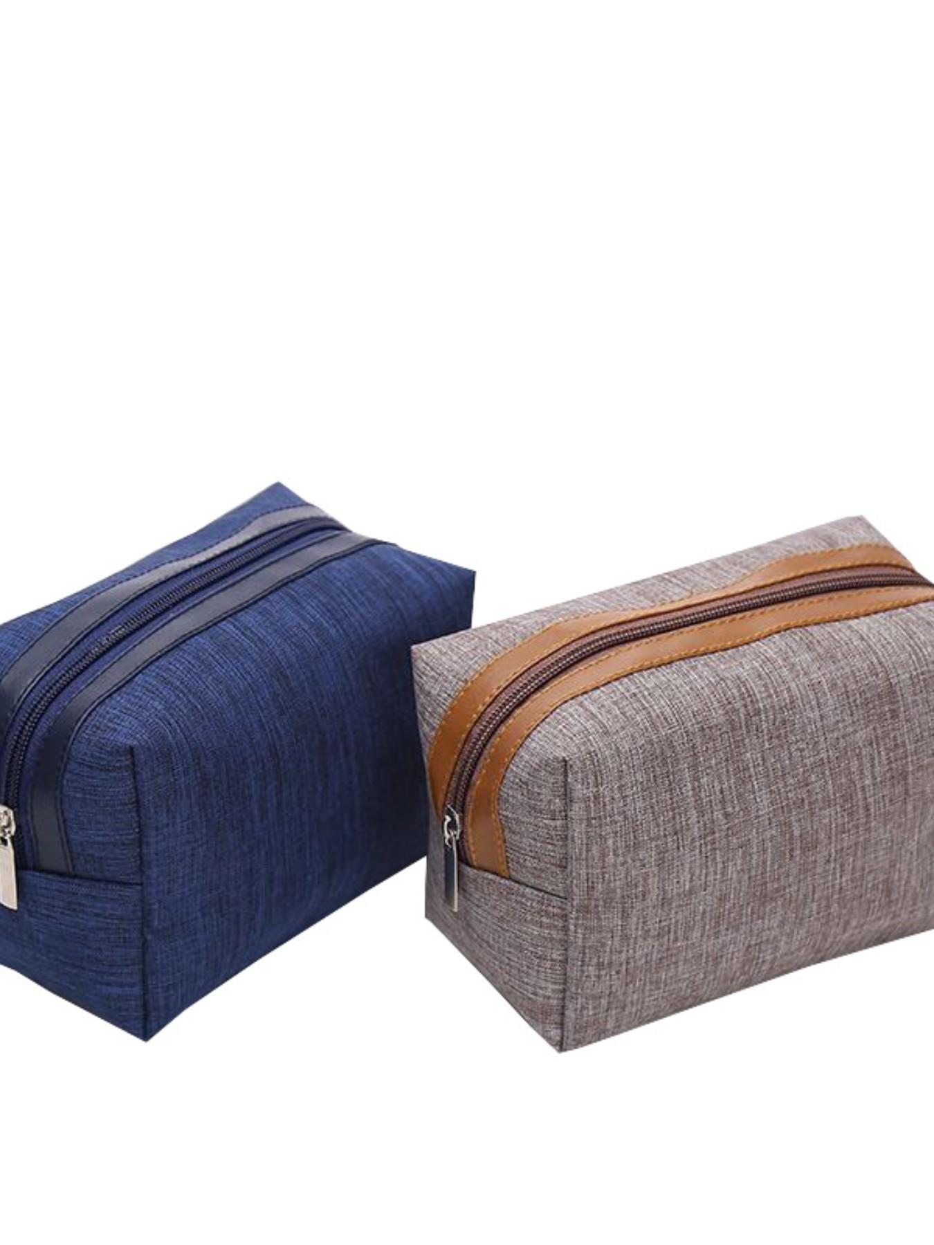 Large Capacity Striped Makeup Bag, Fabric with PU Waterproof Travel Case, Portable Outdoor Brush Organizer, Essential Beauty Accessory