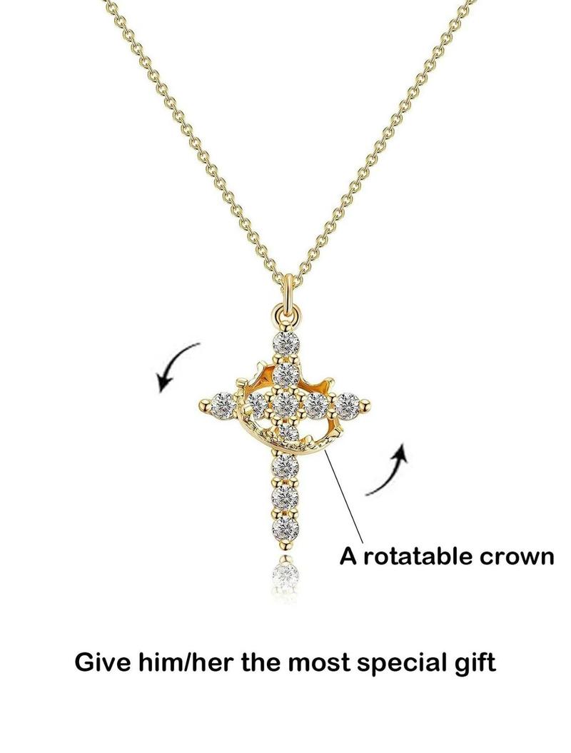 Tewiky Simple Crown & Cross Pendant Choker Easter Necklace for Women & Men & Girls Pretty Crown Cross Necklace For Daily Party Clothing Decor Trendy All-match & Exquisite Jewelry gift For Summer dealsforyoudays Zirconia Chain For Valentine's Day gifts