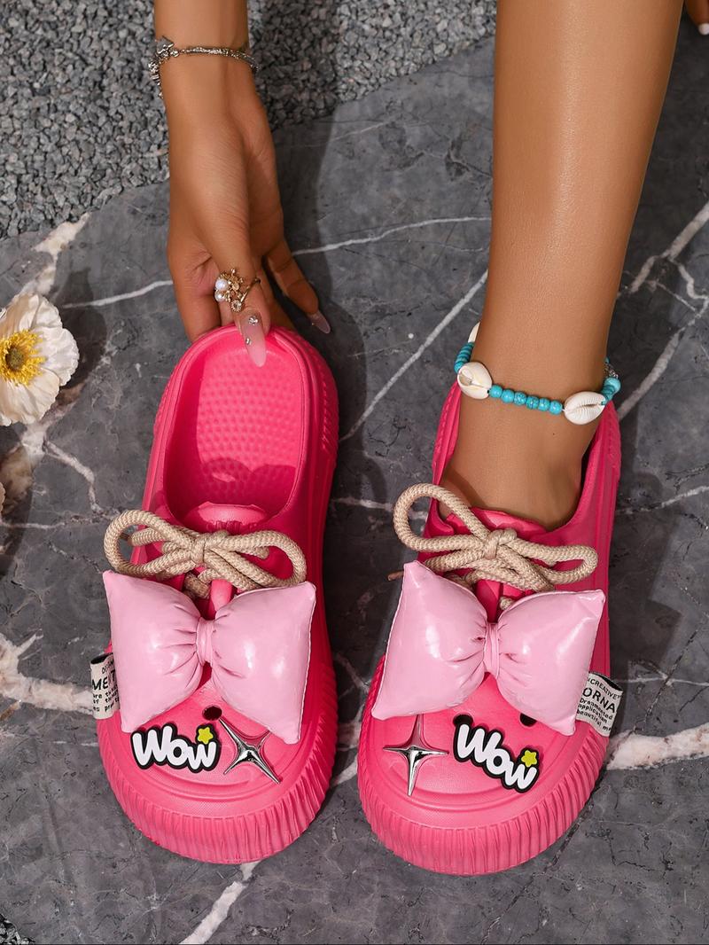 Women's Cute Cartoon Bear Decor Boho Style Slides, Casual Soft Comfortable Home Slippers, Non-slip Slippers for Indoor & Outdoor Wear