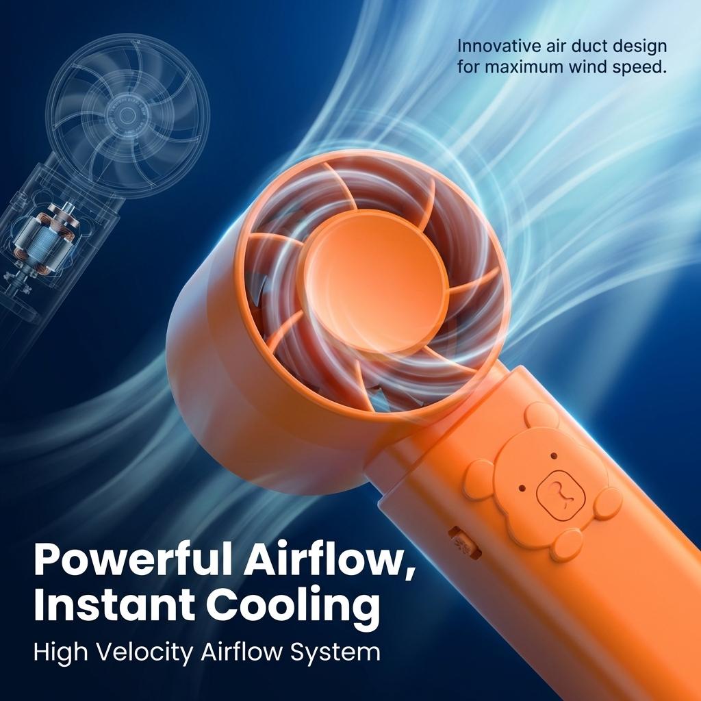 Cute Bear Handheld Fan with LED Light, 3 Speeds 5000mAh Portable Rechargeable Mini Fan,Quiet Camping Fan with Light for Tent, Hurricane Emergency Fan for Power Outage, Small PocketFan for Travel Outdoor Desk RV - Gifts for Her