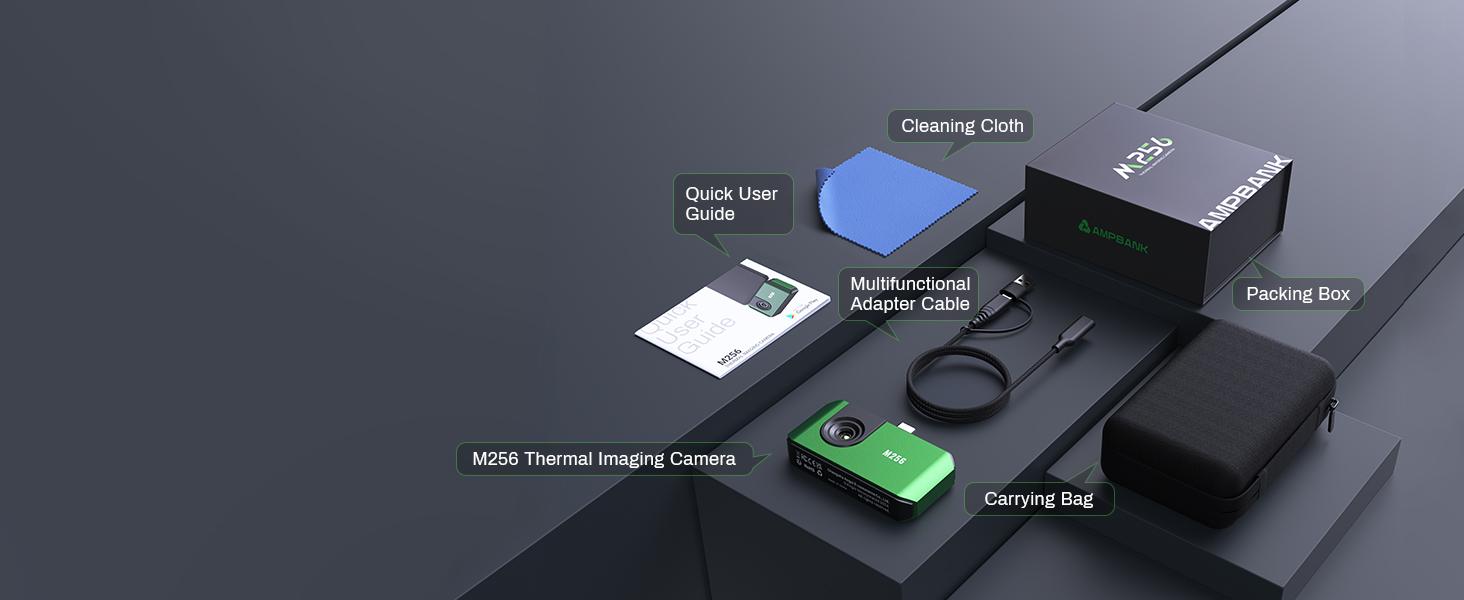AMPBANK M256 Thermal Camera, 256x192 IR High Resolution Thermal Imaging Camera with 3D Analysis, 25Hz Refresh Rate, -4°F~842°F Temp Range