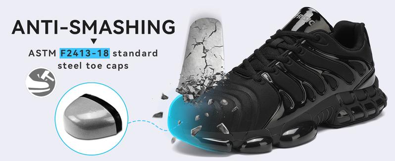 Men's Steel Toe Shoes Sturdy Work Shoes Lightweight Steel Toe Athletic Shoes Safety Shoes Puncture Resistant Composite Toe Outdoorfun