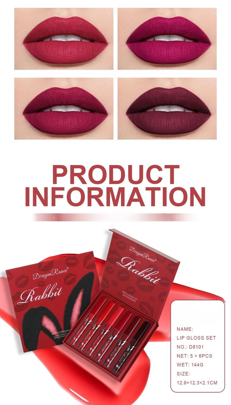 6 Pack Natural Charm Matte Lipstick Set Long Lasting Makeup Waterproof Easy To Apply Non Stick Cup Lip Glossy Suitable For Beginners Beauty Cosmetic