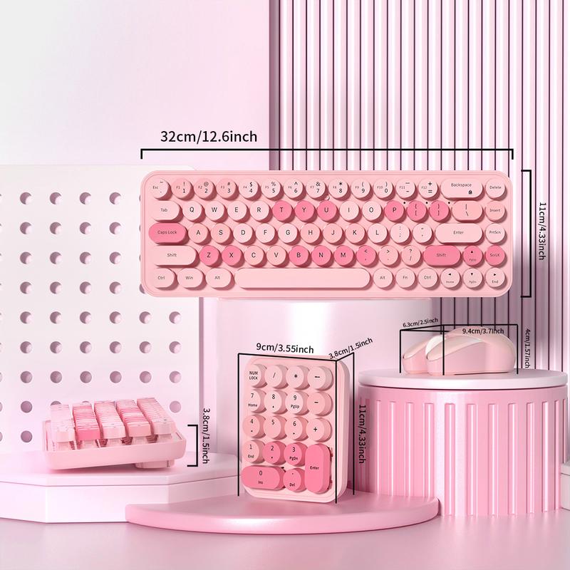 Mofii Three-In-One Keyboard Mouse Set Ergonomic Round Keyboard Wireless Connection, Portable Compact Design, Separate Numeric Keypad, Us Qwerty, No Batteries Included