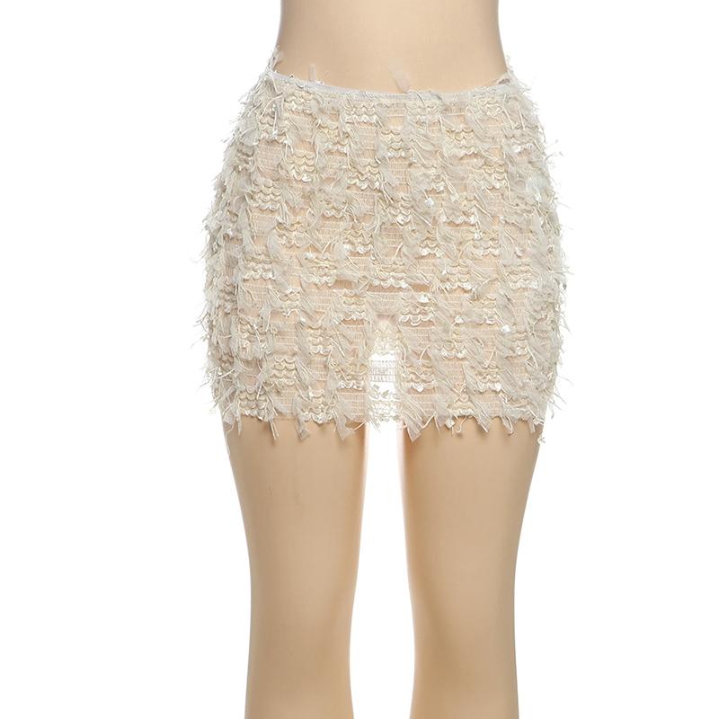 2025 Trendy Bohemian Summer Skirts, Women's All Over Print Fringe Bodycon Skirt, Casual Fashion High Waist Mini Skirt for Daily Outdoor Wear, Ladies Bottoms for Summer