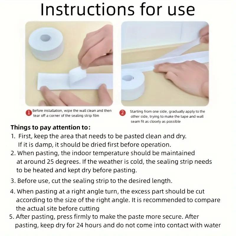 HOTYPXQ Self-Adhesive White Caulk Tape - 1/3 Roll PE Invisible Sealant Strip with Strong Adhesion, Waterproof, Easy-to-Apply for Bathroom Accessories, Kitchen Edge Protection, Adhesive Strips Waterproofers, Seal Strip Waterproofers,home essentials