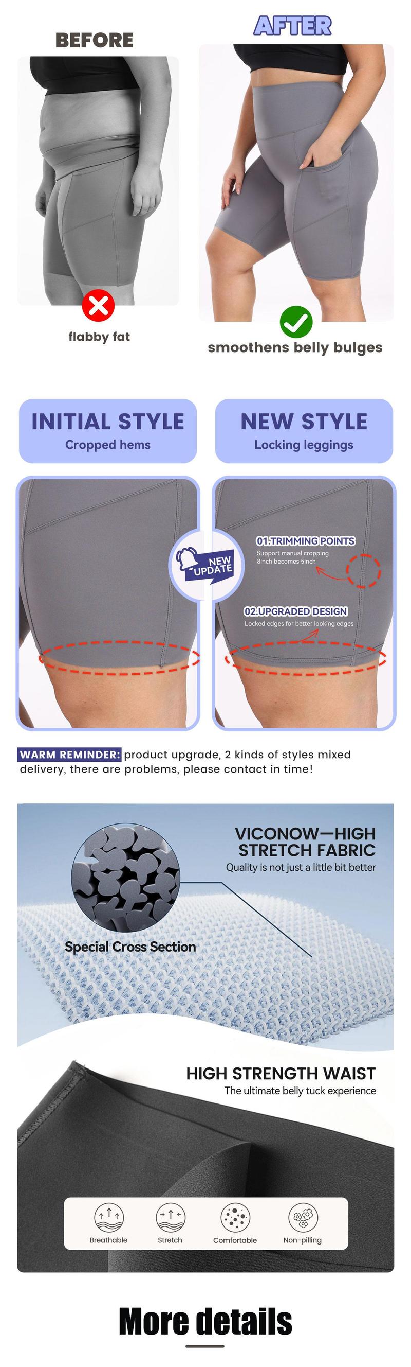 [Size up recommended] Viconow Tummy Control Workout Shorts for Women with Pockets - High Waist Bike Shorts for Gym Workout Athletic Running Yoga Casual Daily Wear Solid Color Comfortable Fit