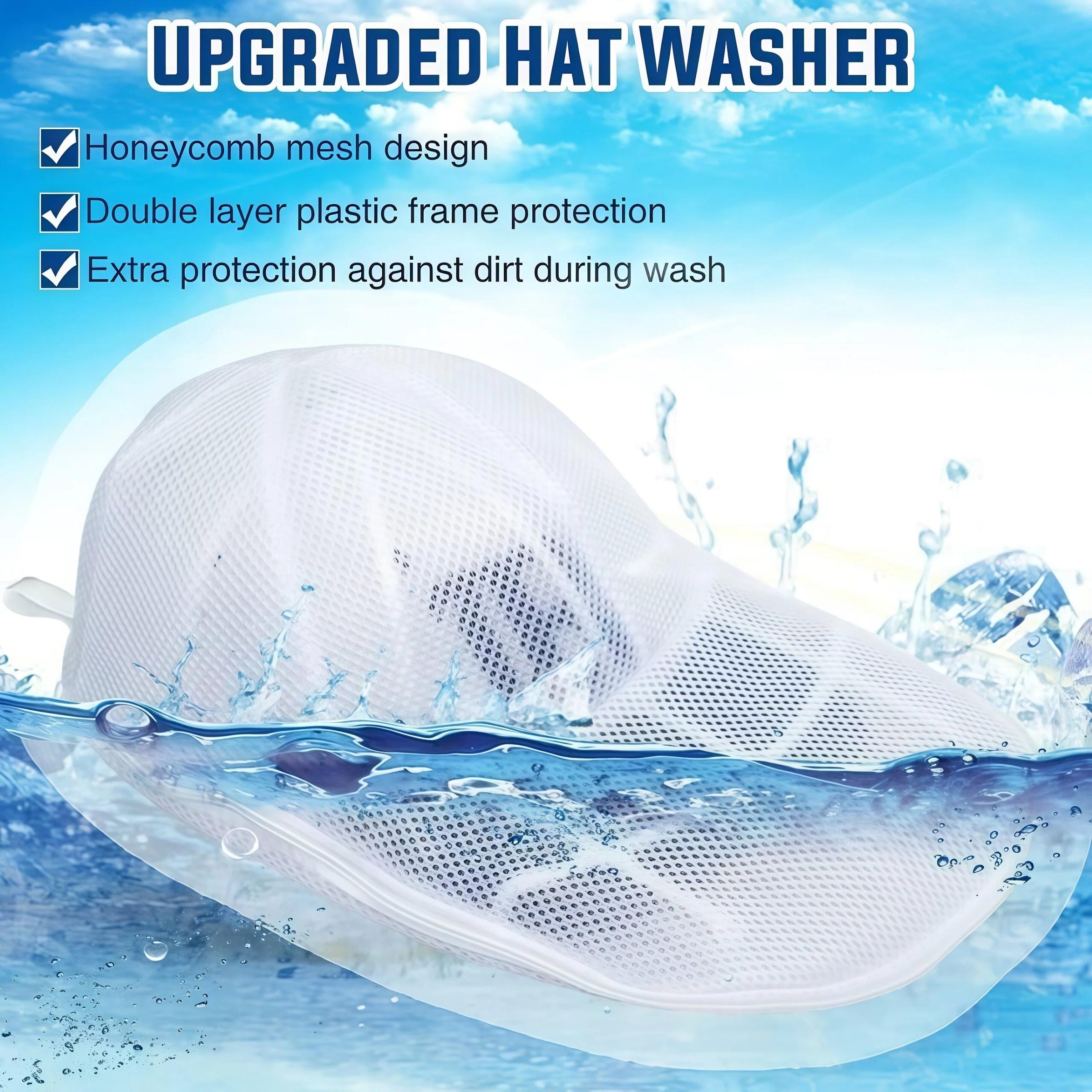 Baseball Cap Washer Holder - Adjustable Laundry Mesh Bag for Washing Machine, Anti-Distortion Cap Cleaning Rack with Protective Frame for Baseball Hats, Household & Travel Use