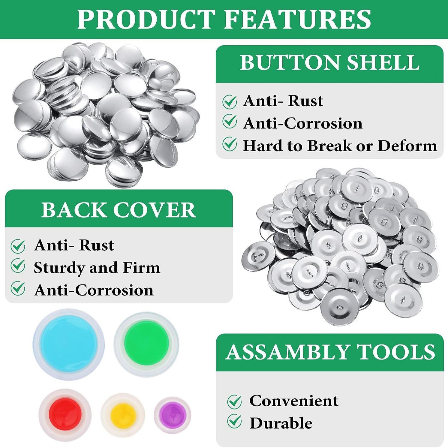 Button Sewing Kit Set with Tools, DIY Cloth Button Making, Handmade Craft Tool with Base, Includes Essential Sewing Accessories