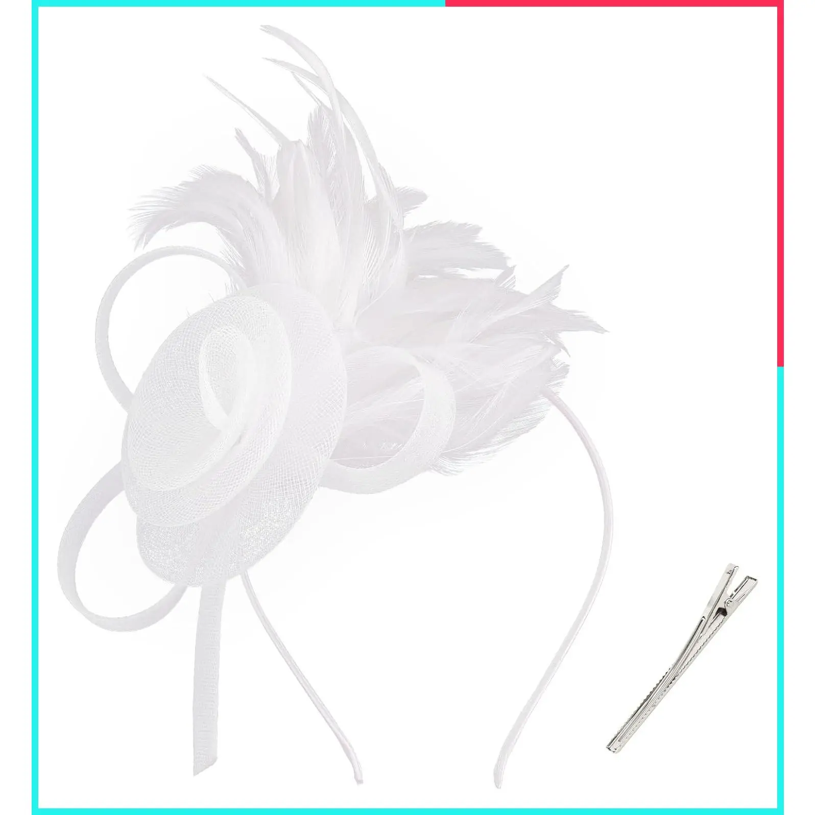 Women's Feather Fascinator Hat with Headband for 2026 Derby Tea Party, Small Formal Party Headwear