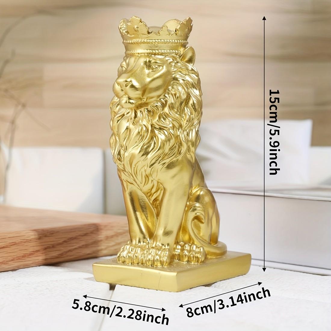 Crown Lion Home Decor Ornament, Elegant Animal Sculpture for Living Room, Unique Wall Art Piece, Perfect Gift for Housewarming