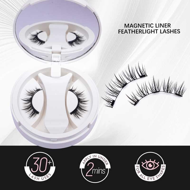 Magnetic False Eyelashes Set No Glue Needed Comfortable Soft Stem Natural Look Easy Wear Strong Magnet Reusable 1 Pair
