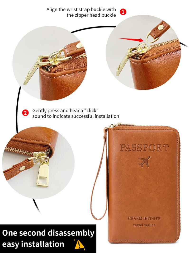 Fashionable Solid Color Passport Case, Passport Cover, Multi-functional Zipper Travel Card Holder, Durable Fashion Wallet Travel Accessories