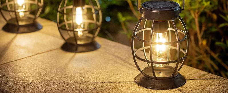 LeiDrail Hanging Solar Lanterns for Outdoor Decor, 2-Pack Metal LED Waterproof Lights