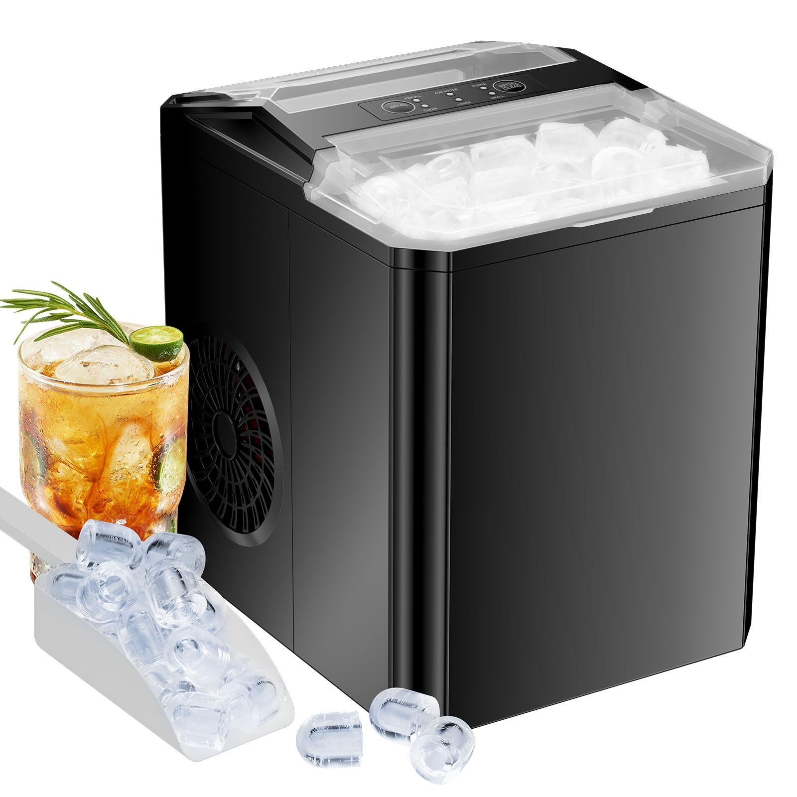 Ice Maker Countertop with Handle, 26.5lbs/24Hrs, 9 Ice Cubes Ready in 6 Mins, Self-Cleaning Portable