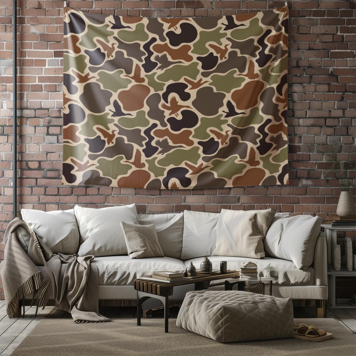 Wild Duck Camo Hunting Tapestry, HD Digital Printed Wall Hanging Tapestries, Multi-Use Wall Blanket for Bedroom Living Room, Perfect Backdrop Decor for Hunting Enthusiasts, Ideal Gift