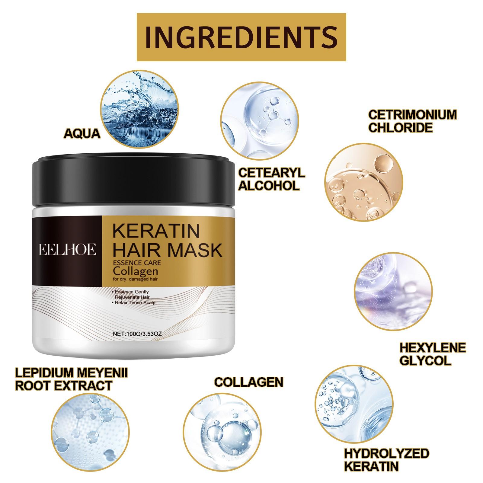 Eelhoe Repair Moisturizing Hair Mask, Deep Nourishing Strengthening, Smooth Frizz Split Ends, Home Salon Grade Care, Damaged Hair Treatment