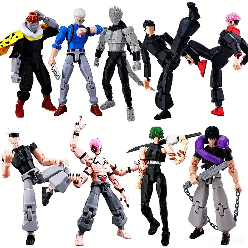 Jujutsu Figure Kaisenes Multi-Joint Movable Model, 3D Printed Manga Warrior with Accessories for Fans Kids Xmas Birthday Gi