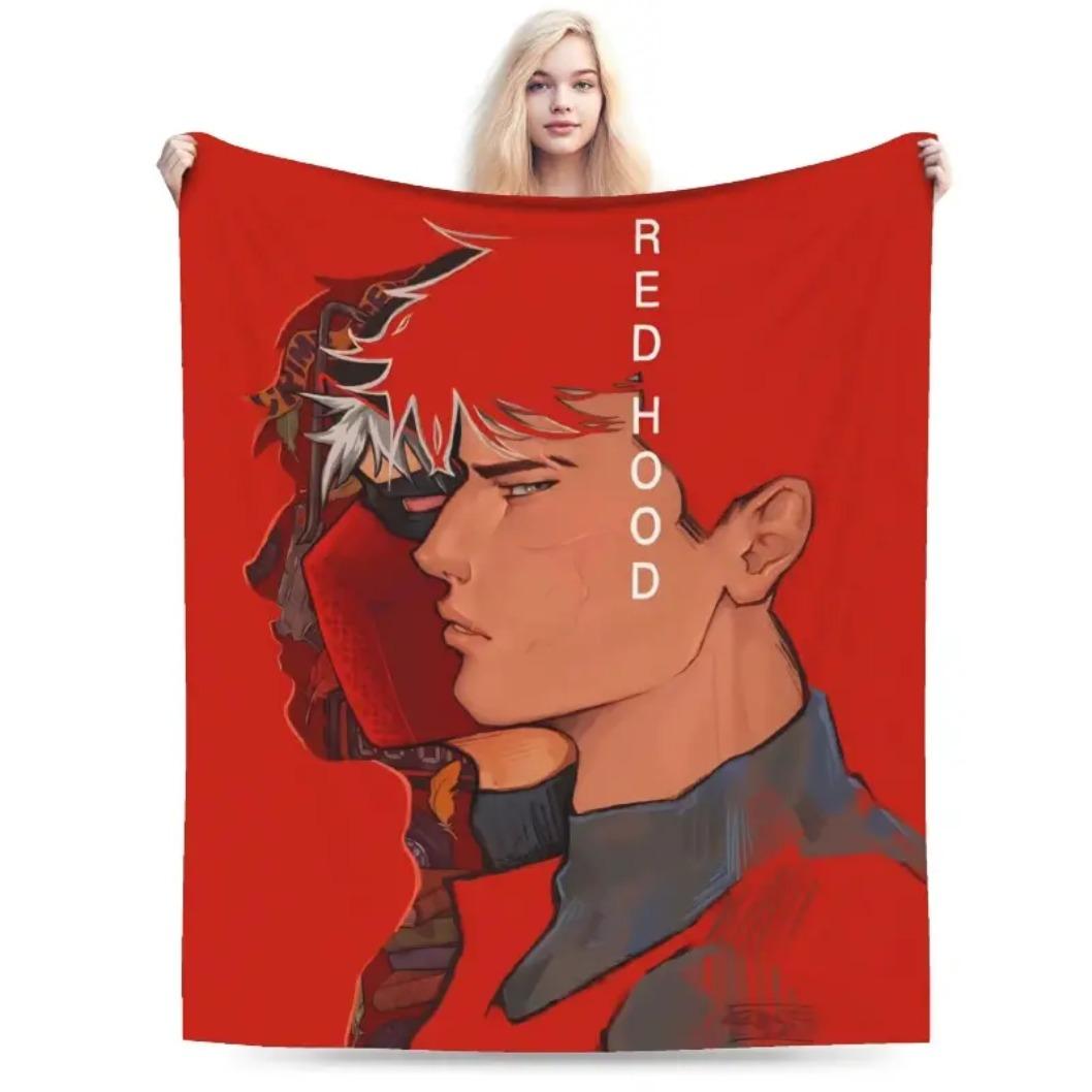 Jason Todd Red Hood Anime Graphic Flannel Throw Blanket, Super Soft Breathable Lightweight Cozy Blanket for Home Sofa Bed Bedroom Travel, Spring Autumn Comfort for Adults Kids Comic Fans, Birthday Holiday Gift, Throw Blankets, Bed Accessories