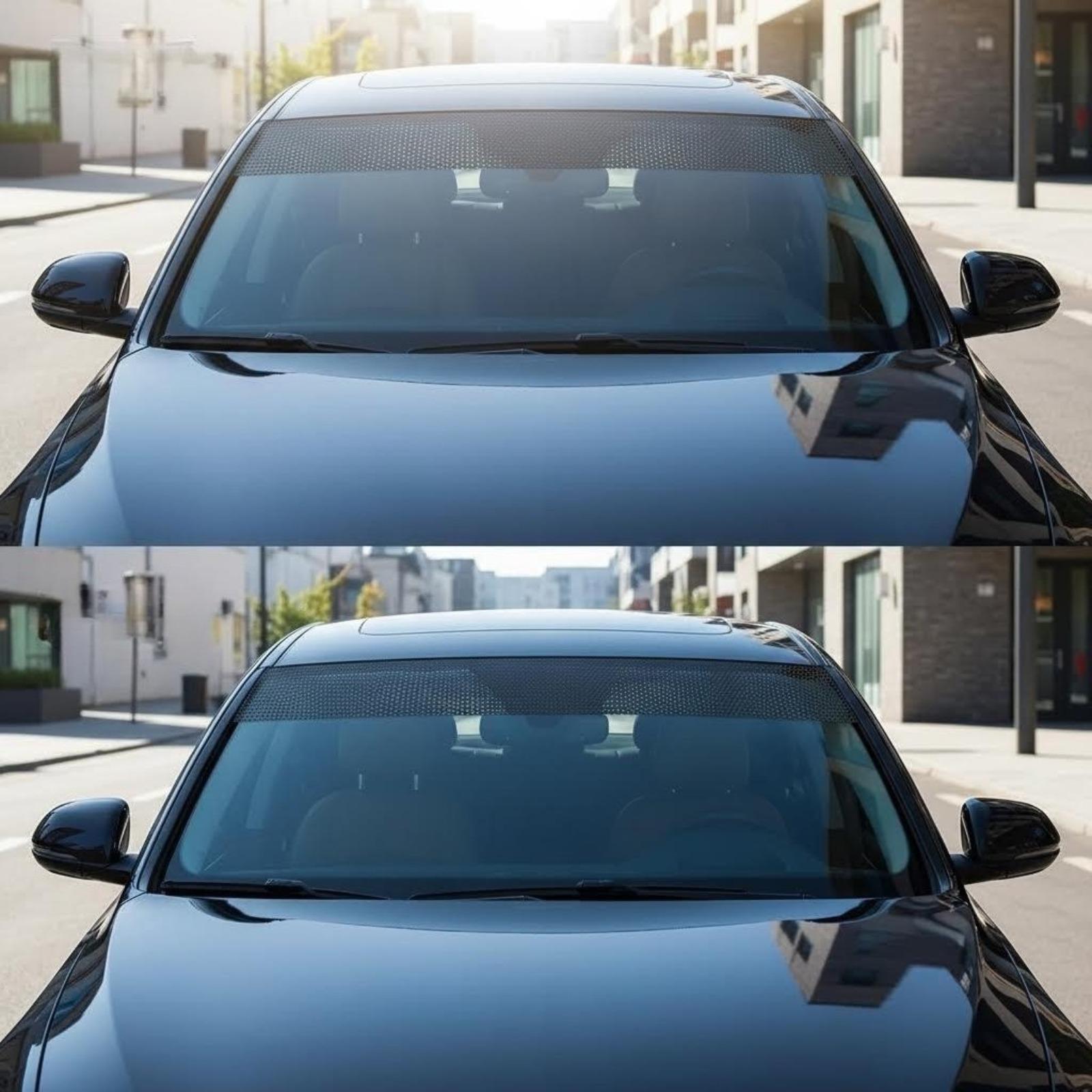 Car Windshield Sunshade Sticker, Front and Rear Window Decals, Mesh Sunscreen Film, Self-Adhesive, Fits Sedans Suvs Vans, Summer Essential