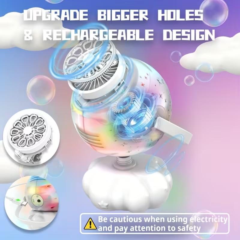7 Color LED Light Rechargeable Bubble Machine, 20oz (600ml) Large Capacity Atmosphere Light, Automatic Bubble Blower, Perfect for Parties, Boys & Girls Birthday Holiday Gifts