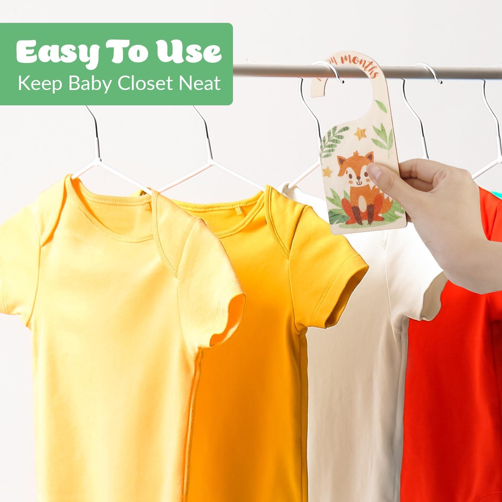 8-Piece Wooden Baby Closet Adorable Animal Dividers Jungle Animal Theme, Nursery Size Storage, New Mom Baby Shower Gift, Infant Room Organization