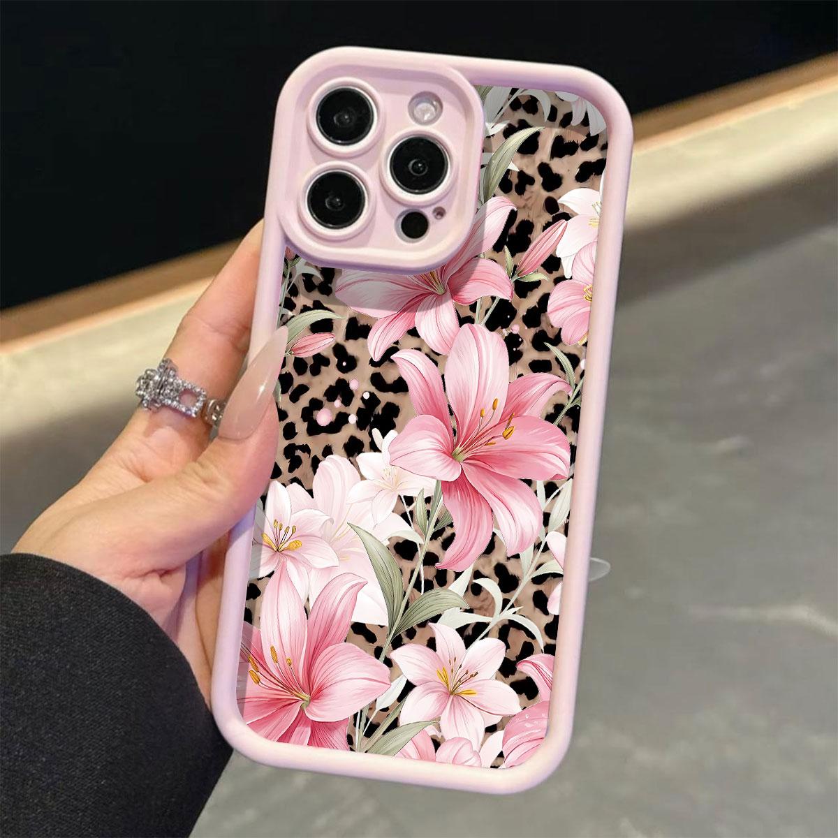 High Bamboo Case, Sweet Floral Leopard Print Tpu Anti-Drop Full Cover, Valentine's Day Gift for Girlfriend, Compatible with iPhone Models
