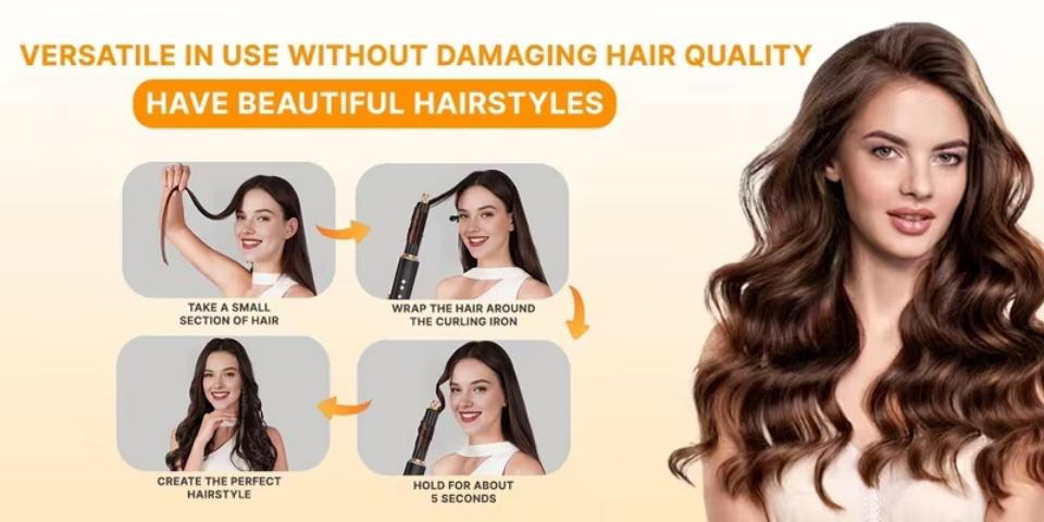 Multifunctional 5-In-1 Hair Styler, Automatic Curl/straight System, Smooth Shine, Quick Dry, Ceramic Coating, Salon Professional Blow Dryer