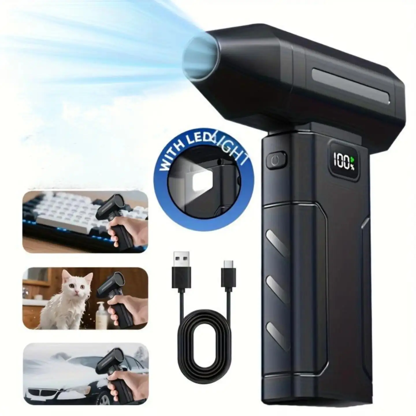 Electric Compressed Air Duster, Electric Air Duster Super Power Turbo Fan, 6-Gear Adjustable Mini Duster Blower with Fast Charging, Cordless Air Blower for Computer, Keyboard, Car Cleaning, Houses, Outdoor,back to school,back to school haul