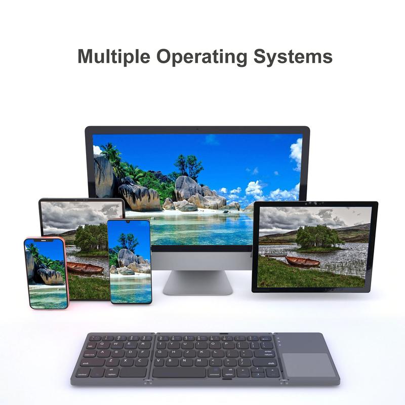 Portable Foldable Wireless Keyboard, Multifunctional Keyboard, Rechargeable Wireless Keyboard with Touchpad, Magnetic Folding Design Tablet Keyboard, Tablet Accessories