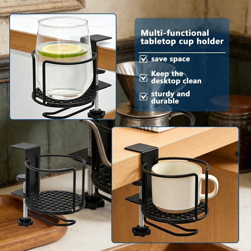 Metal Water Cup Holder Clip, Table Mount Cup Rack, Boat Yacht RV Beverage Bottle Coffee Tea Cup Stand, Durable and Practical Design